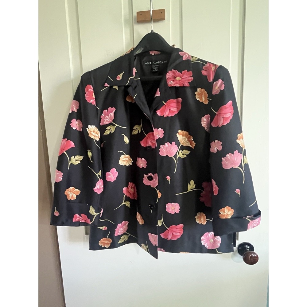 Vintage Silk Floral Blazer Medium Colorful Whimsigoth Cottagecore Office
